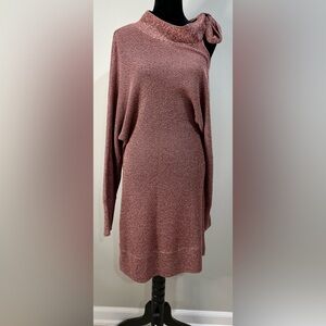 New York & Company Mauve Cowl Neck Sweater Dress